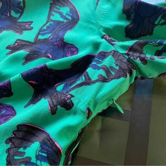 Boden Green Purple Blue Owl Bird Print Dress - Picture 10 of 15